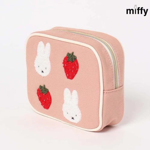 Trousse effet lin fraise