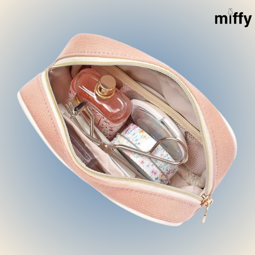 Trousse effet lin fraise