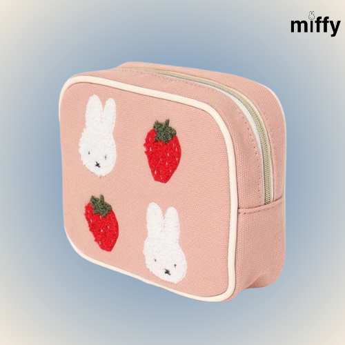 Trousse effet lin fraise