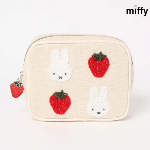 Trousse effet lin fraise