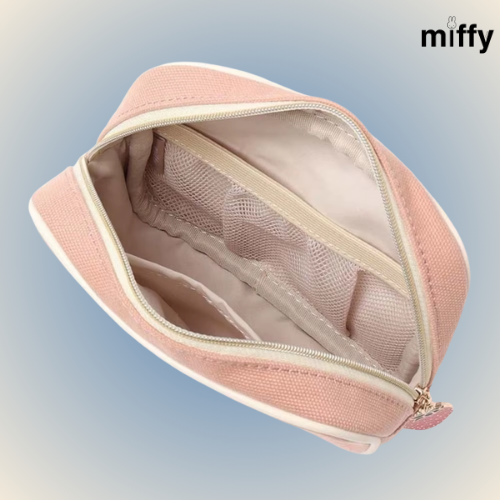 Trousse effet lin fraise
