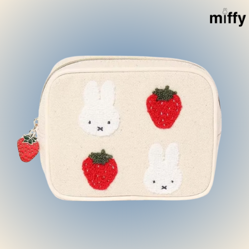Trousse effet lin fraise