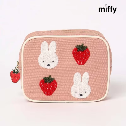 Trousse effet lin fraise